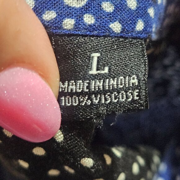 Steve’s Jeans Women’s Navy/White Top L Minimalist Chic Monochrome Patterncore - Picture 6 of 13